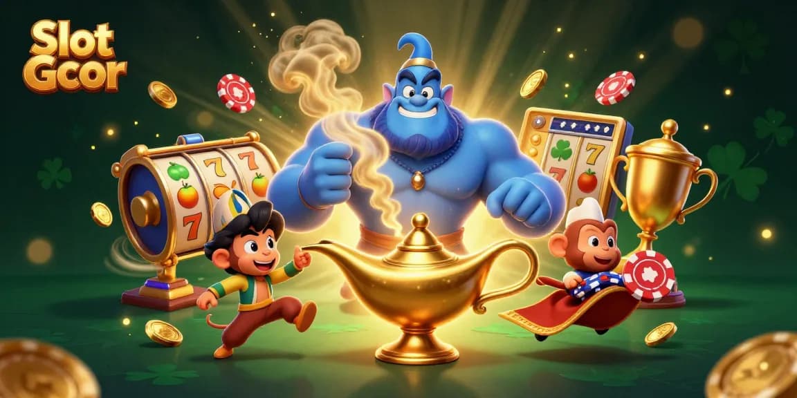 Experience dynamic gameplay with Slot Gcor, featuring vibrant slot reels and lively characters.