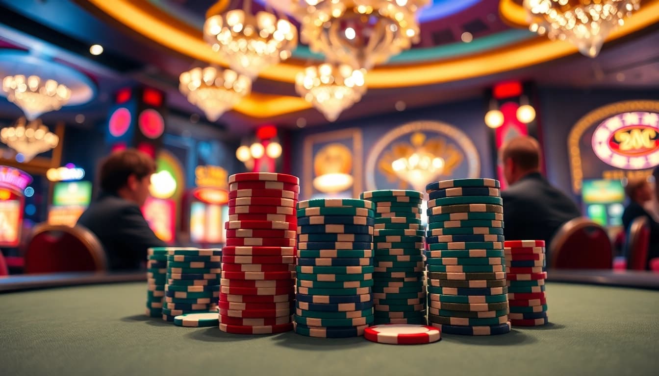 Raih kemenangan besar dengan bbtn4d di meja poker yang memukau dengan chip berwarna.