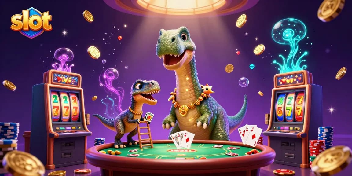 Slot menghasilkan kemenangan besar dalam ilustrasi kasino yang penuh warna dan penuh aksi.