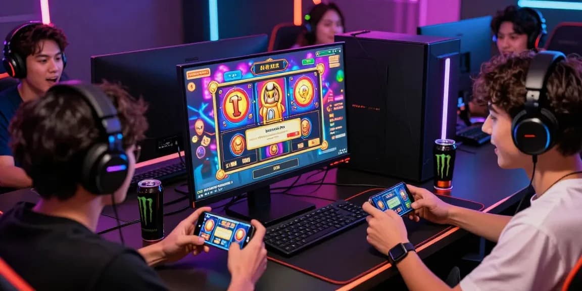 Para pemain merayakan kemenangan di platform sulap 338 dengan permainan slot online yang penuh warna.