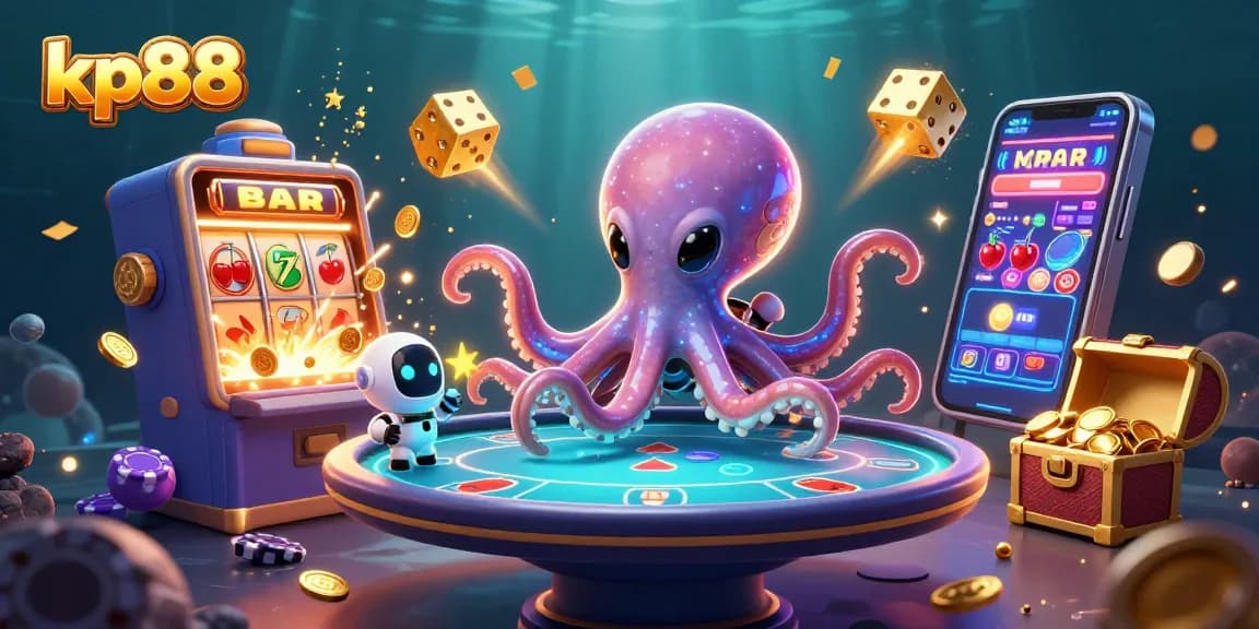 Experience thrilling gaming action at kp88 with an exciting alien-themed casino scene featuring jackpots and poker fun.