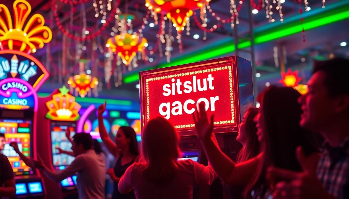 Permainan menarik di situs slot gacor yang menampilkan mesin slot bercahaya.