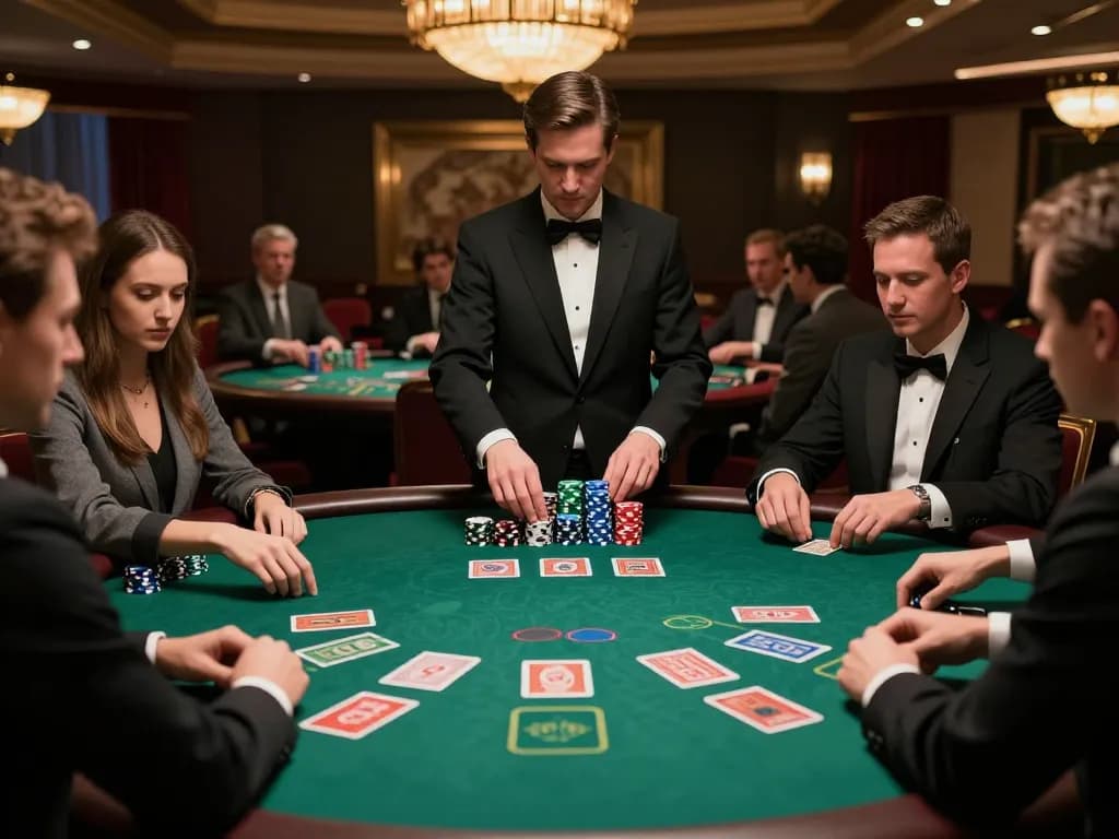 Players experiencing strategic decisions at tg88 blackjack table in a luxury casino ambiance.