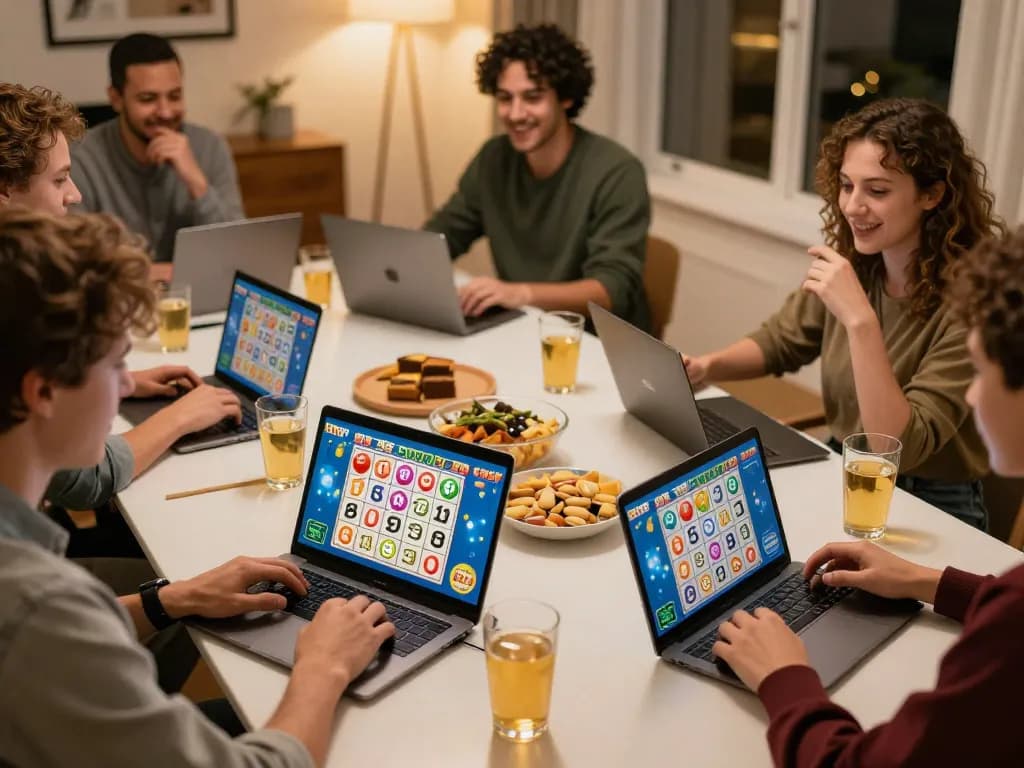 Pemain yang terlibat dalam permainan bingo online di rumah, menunjukkan antusiasme seputar permainan alternatif deluna4d.