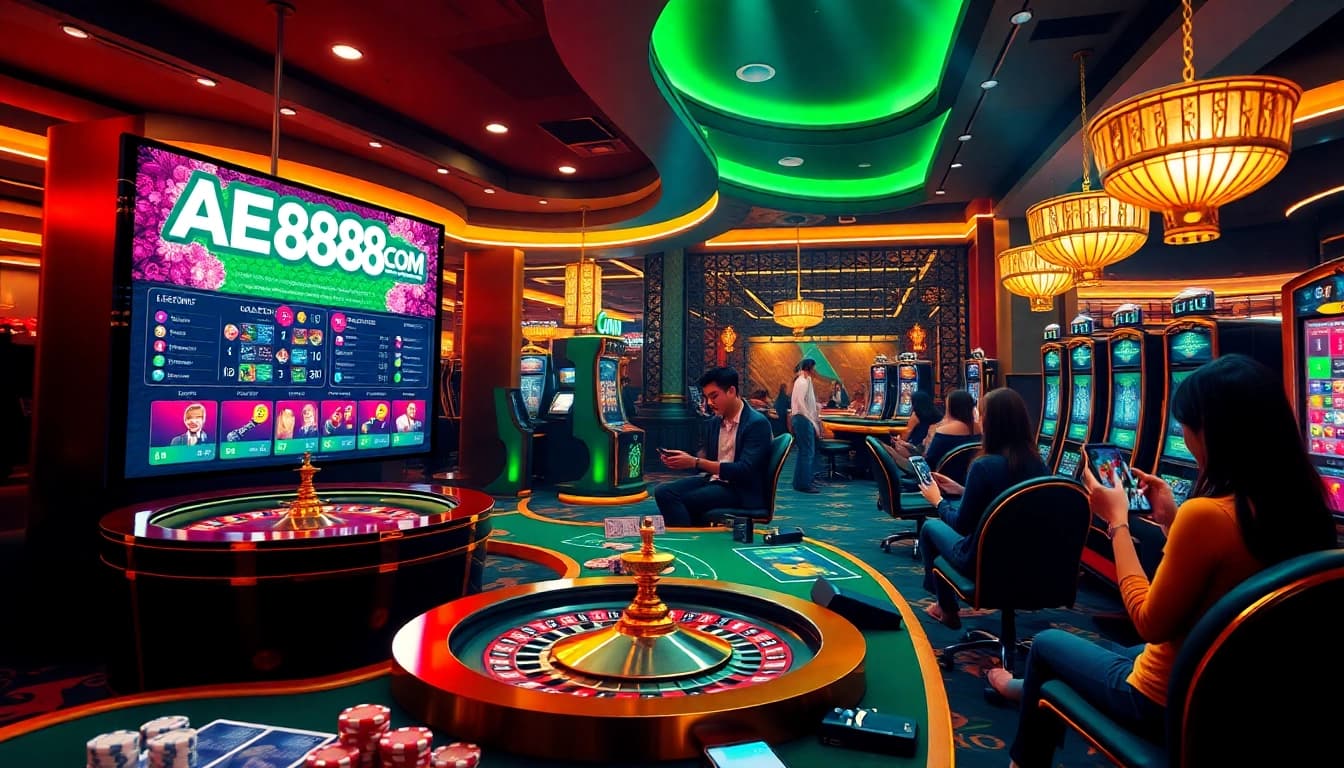 Experience thrilling online gambling at AE888 COM with vibrant casino elements.