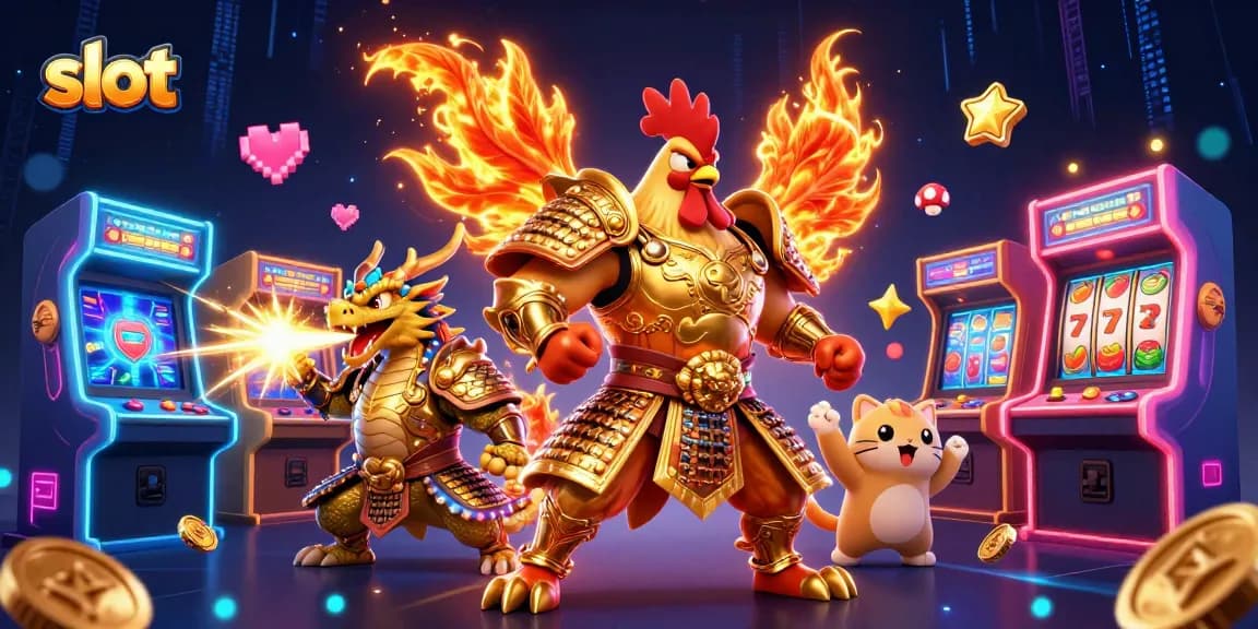 Engage with thrilling slot action in a vibrant 3D scene featuring elaborate characters and game elements.