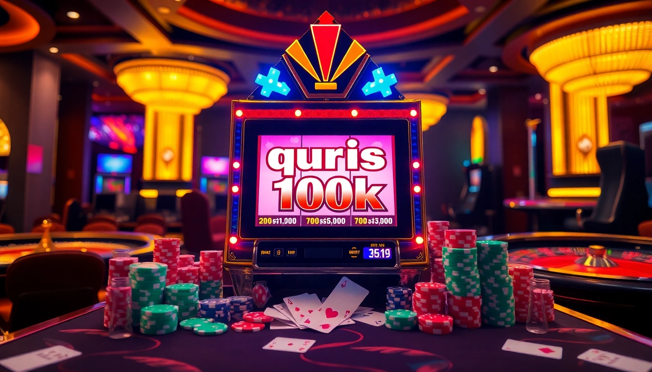 Players engaging with the slot qris 10k machine and enjoying the thrill of gambling in a luxurious casino setting.