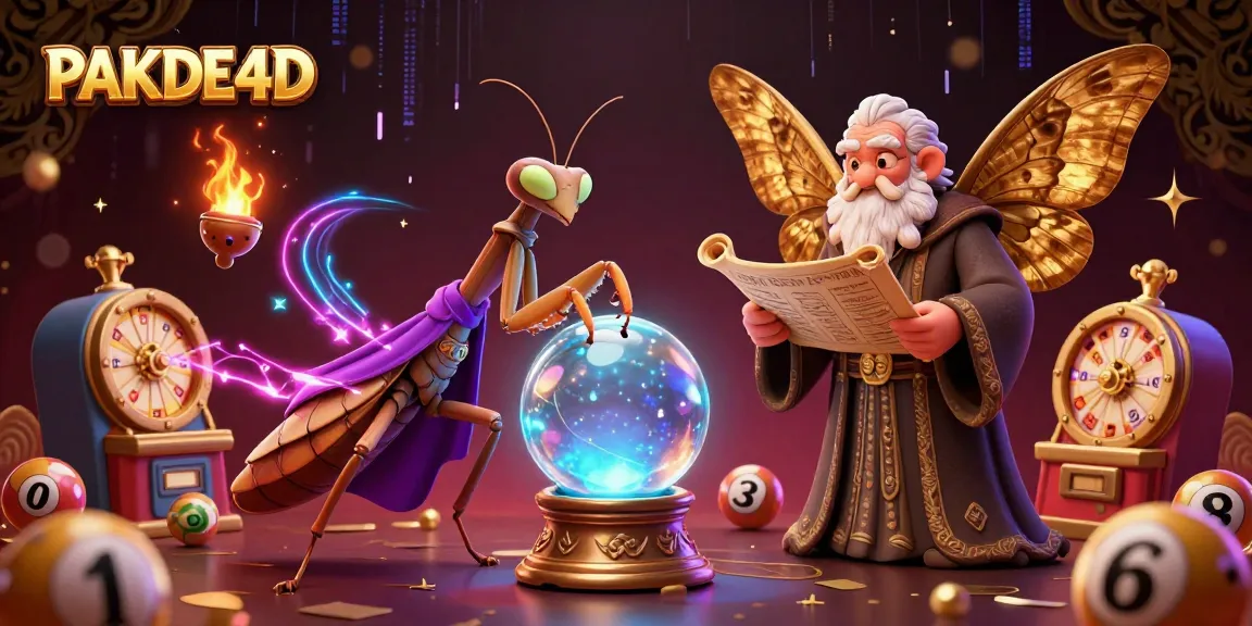 Experience exciting lottery gameplay with PAKDE4D's dynamic illustration featuring fortune tellers and oracles.