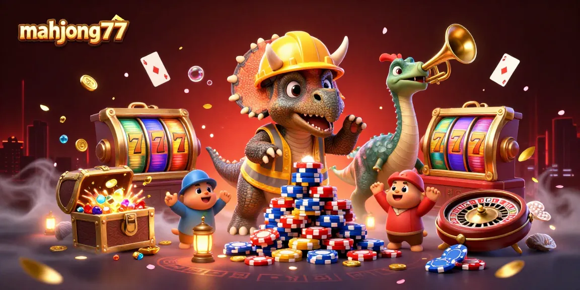 Engage with mahjong777 by enjoying a vivid casino scene featuring playful characters and dynamic gambling elements.