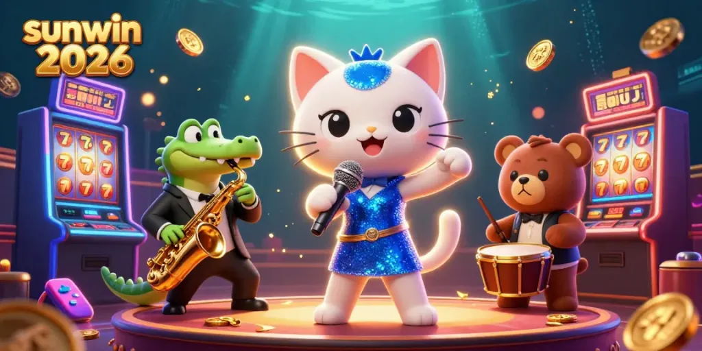 Experience thrilling gameplay at sunwin 2026 with vibrant 3D characters in a lively casino scene.