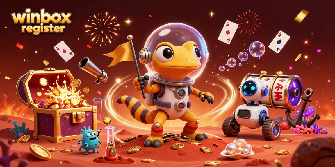 Join the fun with winbox register as the Martian gecko explores a vibrant casino filled with treasures.