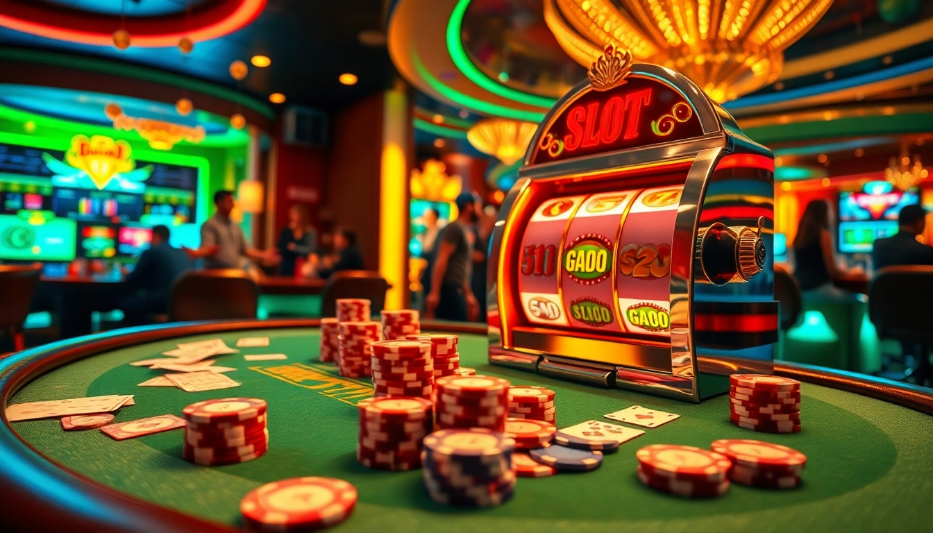 Rasakan sensasi permainan slot gacor dengan visual kasino yang hidup, menampilkan aksi tegang dan kemewahan.