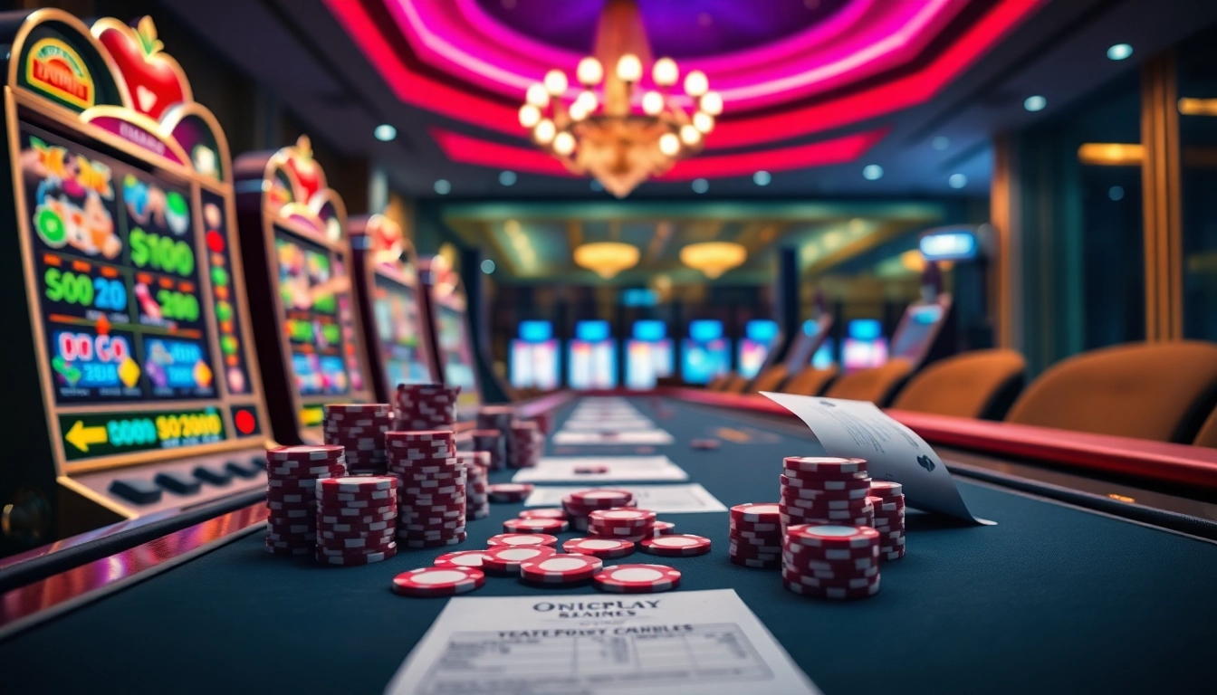 Play exciting games on Onicplay for big wins with vibrant slot machines and poker chips.