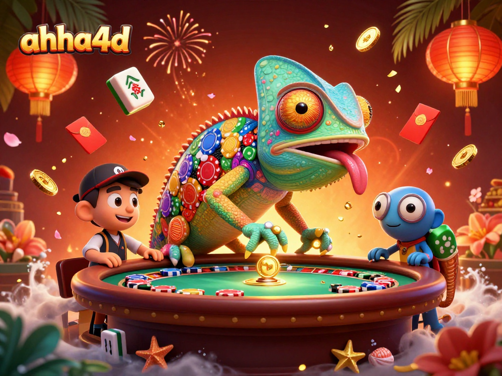 Menangkan permainan kasino di ahha4d dengan ilustrasi chameleon yang menarik dan elemen permainan yang berkelas.