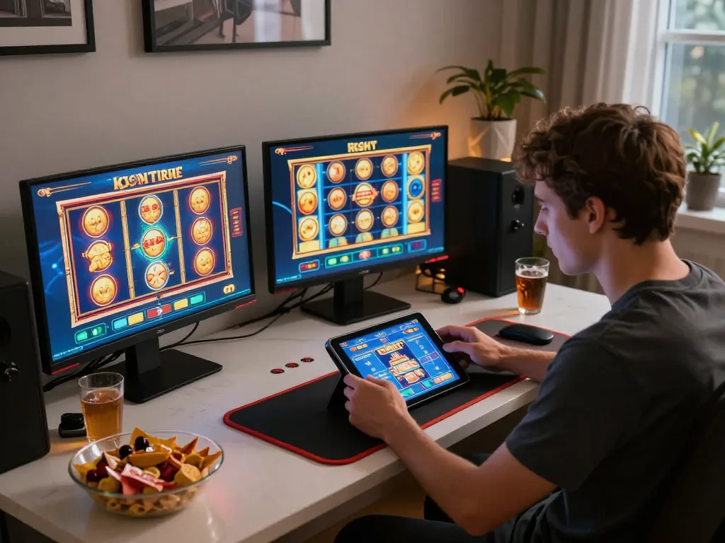 Engaging moment with 88Pulsa Link visible on a mobile screen, immersive online gambling experience at home
