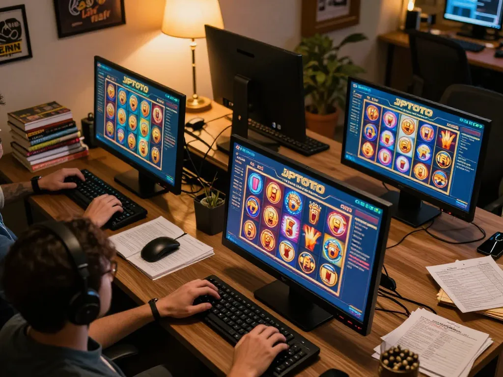 Terlibat dalam slot gacor hari ini di platform online yang vibrant, menyoroti gulungan yang berputar dan momen kemenangan.