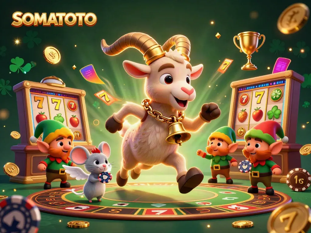 Experience the thrill at SOMATOTO's casino with a spooky Krampus, orderly angel mouse, and mischievous elf gremlins stealing chips.