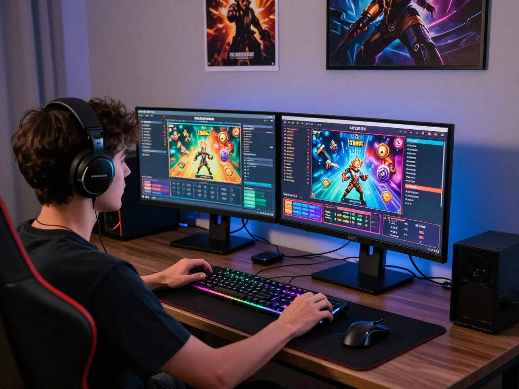 Pengguna jandaslot bermain slot online dengan perangkat gaming modern di ruangan nyaman dan terang.