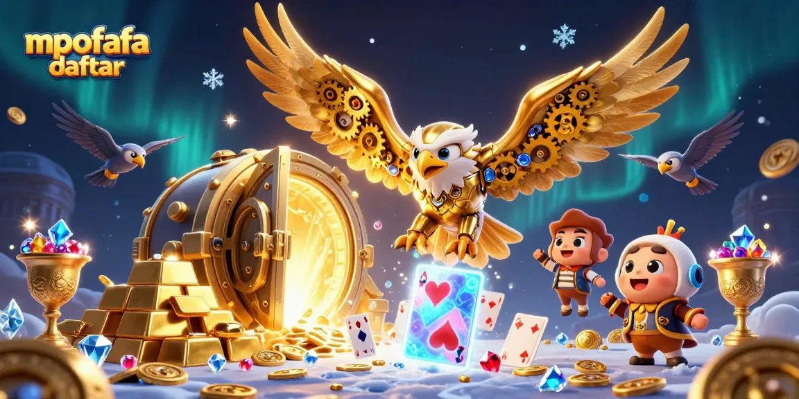 Experience the thrill of gaming with mpofafa daftar and winning treasures in a vibrant 3D illustration.