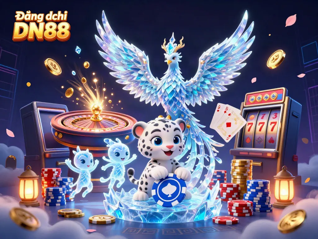 Engage with Đăng ký DN88 while exploring a fantasy world of ice phoenix and casino elements.