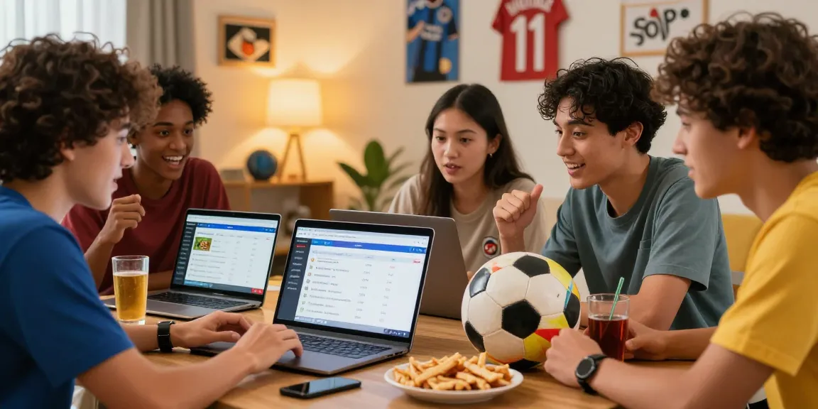 Friends excitedly engaging in mix parlay betting for the World Cup 2026.