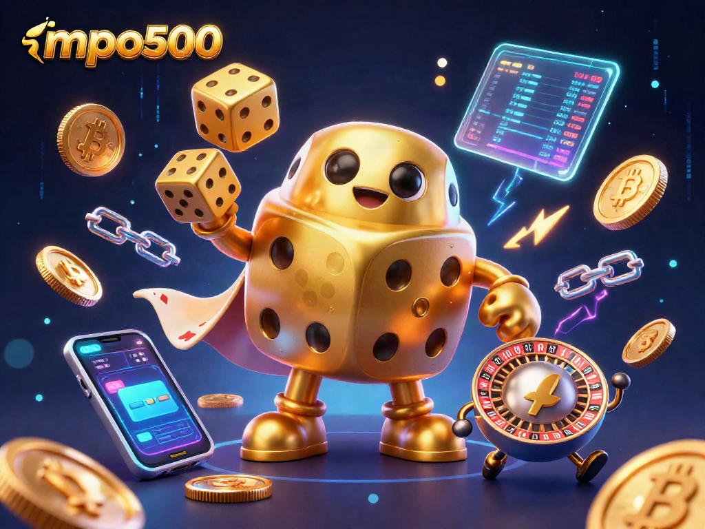Mainkan mpo500 dengan dadu emas dan elemen kasino lainnya dalam ilustrasi 3D yang memukau.
