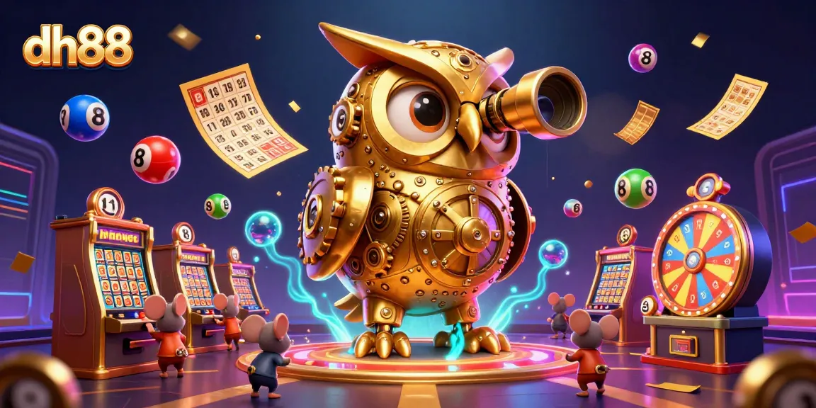 Experience thrilling action at dh88 casino where the golden owl watches over exciting slot machines and lottery games.
