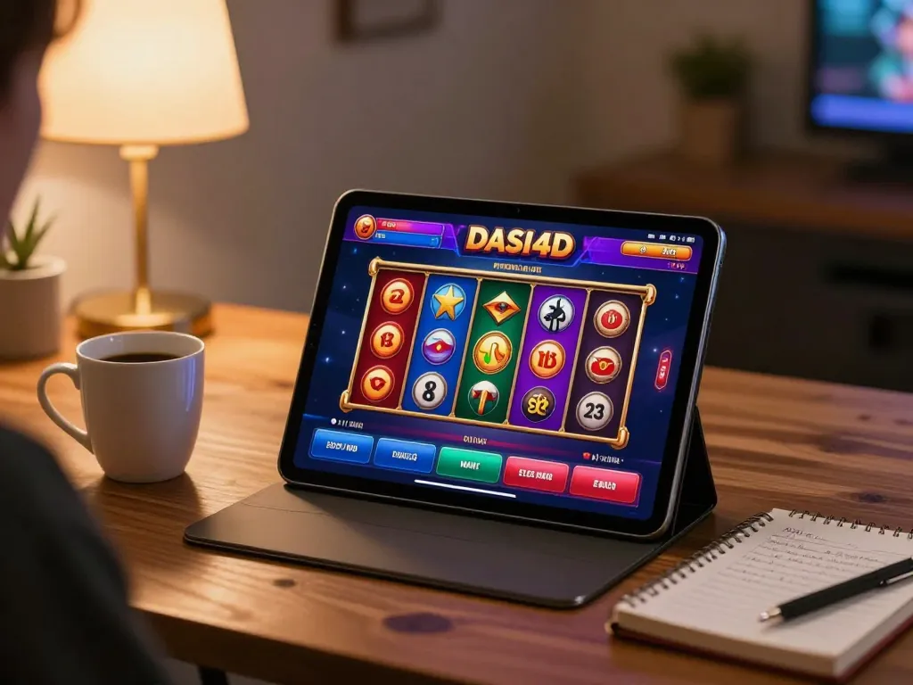 Adegan menarik dengan pengguna menjelajahi slot dasi4d link alternatif di tablet sambil menikmati kenyamanan di rumah.