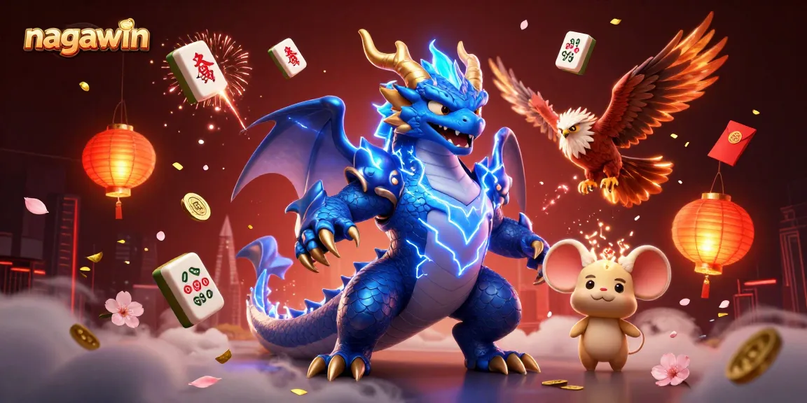Engage with nagawin's dynamic casino gaming experience featuring iconic 3D characters and vibrant elements.