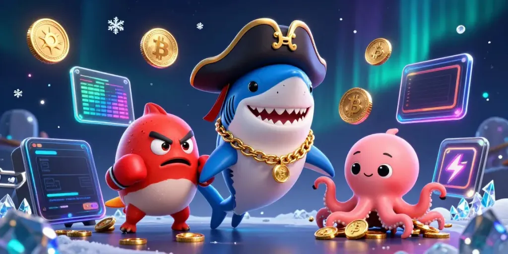 Win big with the sun-inspired pirate shark and friends in this vibrant casino adventure!