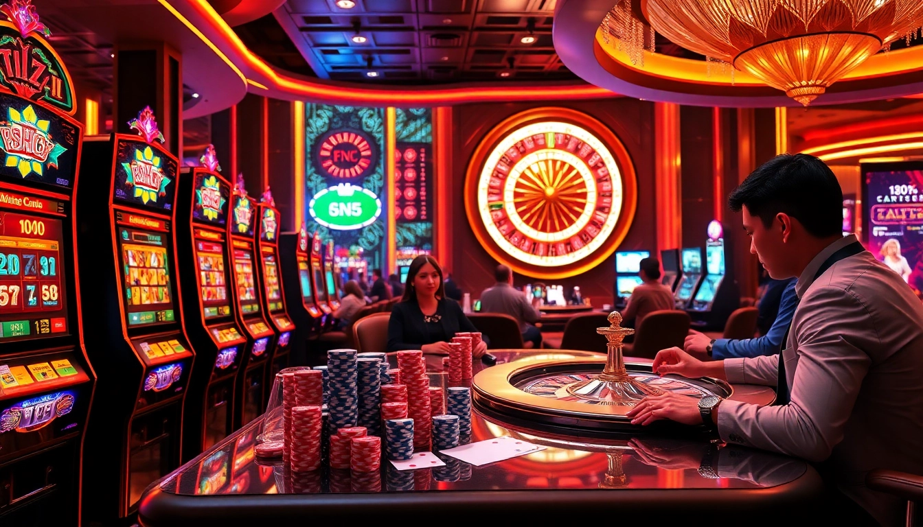 Experience winning excitement at IDNslot with vibrant slot machines and casino elements.