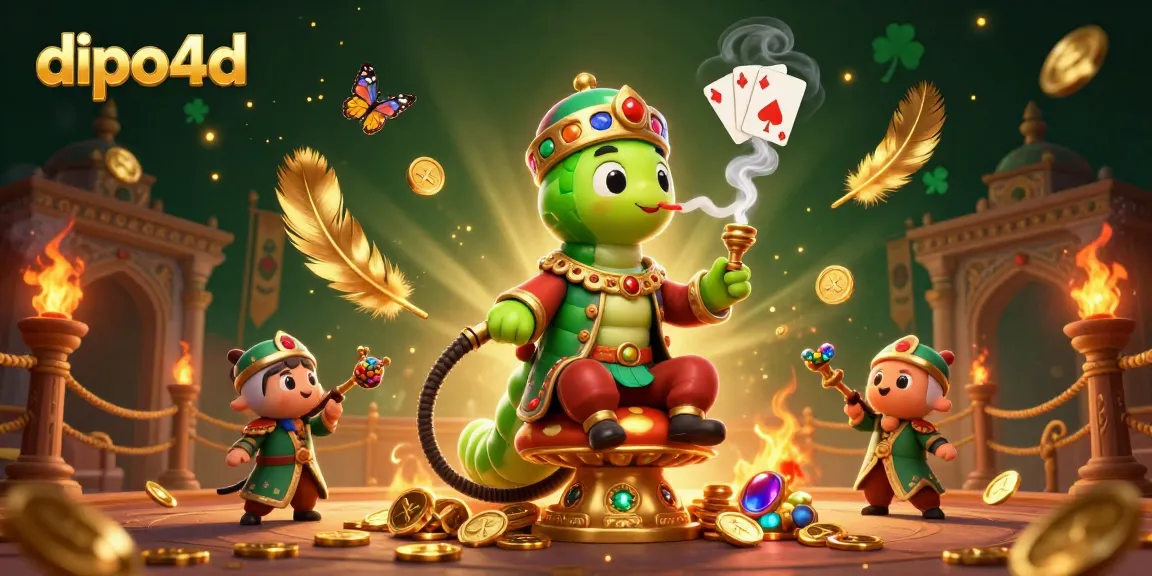 Join the fun at dipo4d with vibrant poker symbols amidst a magical casino scene