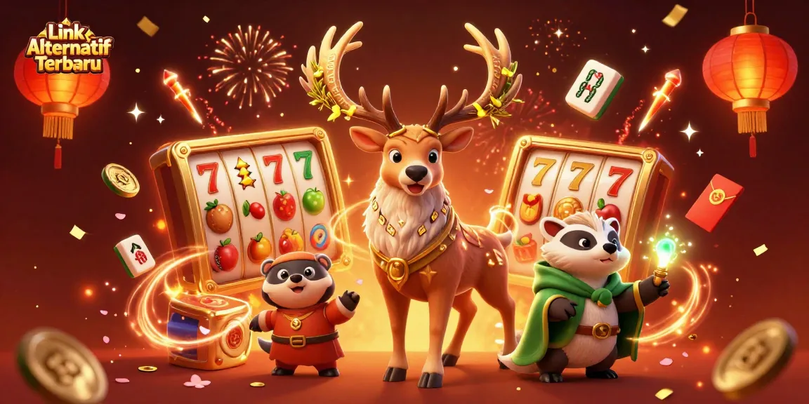 Engage with Link Alternatif Terbaru, featuring a vibrant fantasy scene of casino excitement.