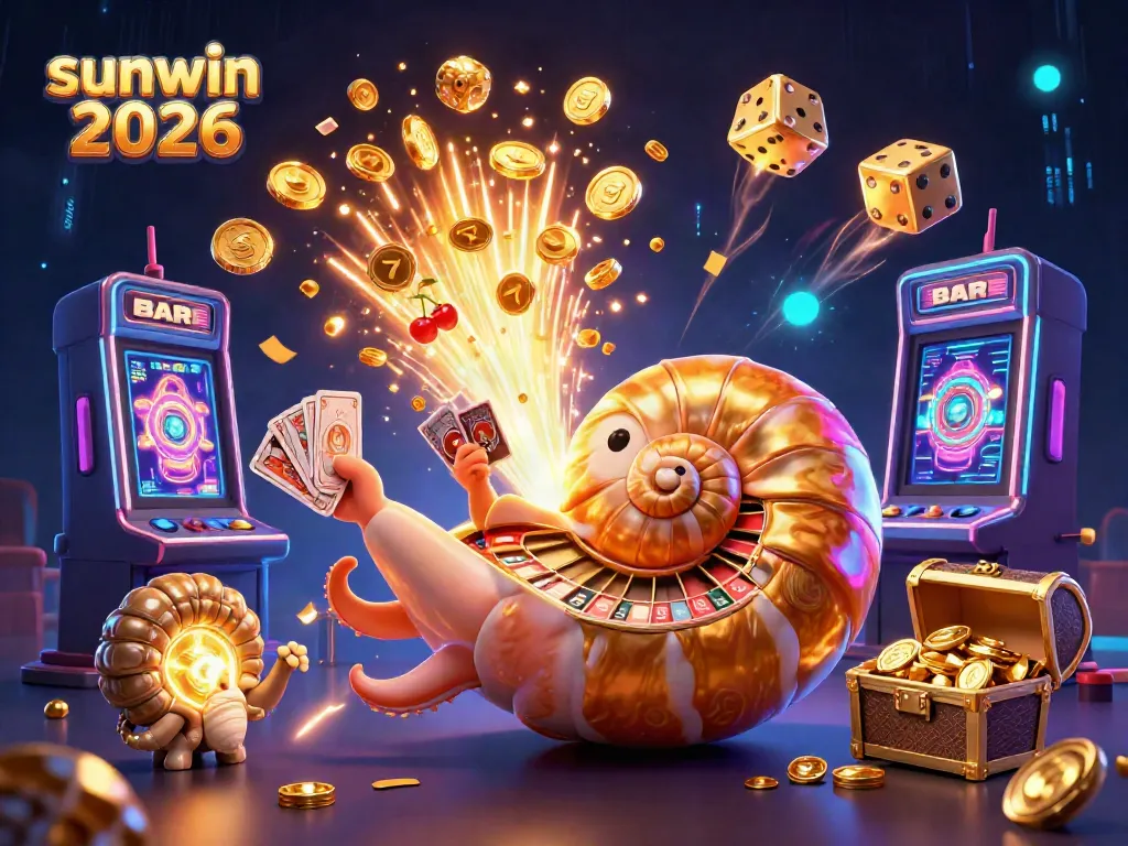 Experience exciting gameplay with sunwin 2026, featuring a giant nautilus roulette wheel and vibrant casino elements.