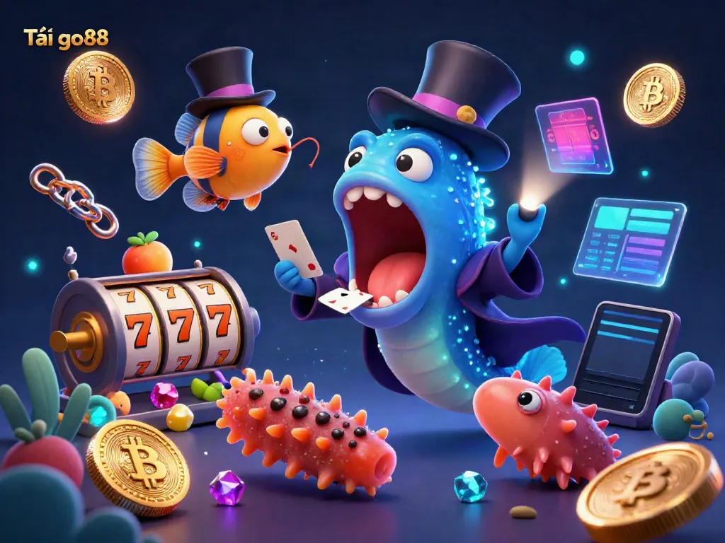 Win big with exciting Tải go88 gameplay, showcasing vibrant casino elements and magical sea creatures.