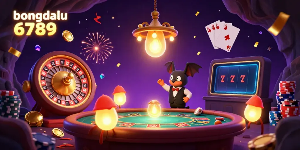 Experience thrilling gameplay at bongdalu 6789, highlighted with vibrant glowworms and casino elements.