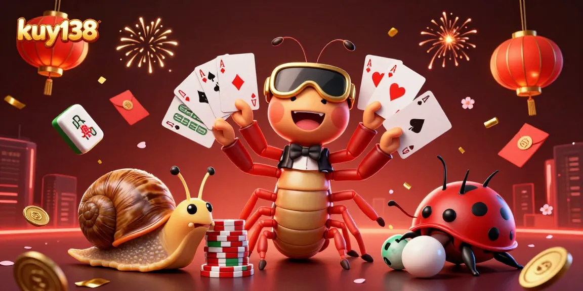 Permainan kartu yang mendebarkan dari kuy138 di kasino dengan dealer unik dan chip warna-warni.