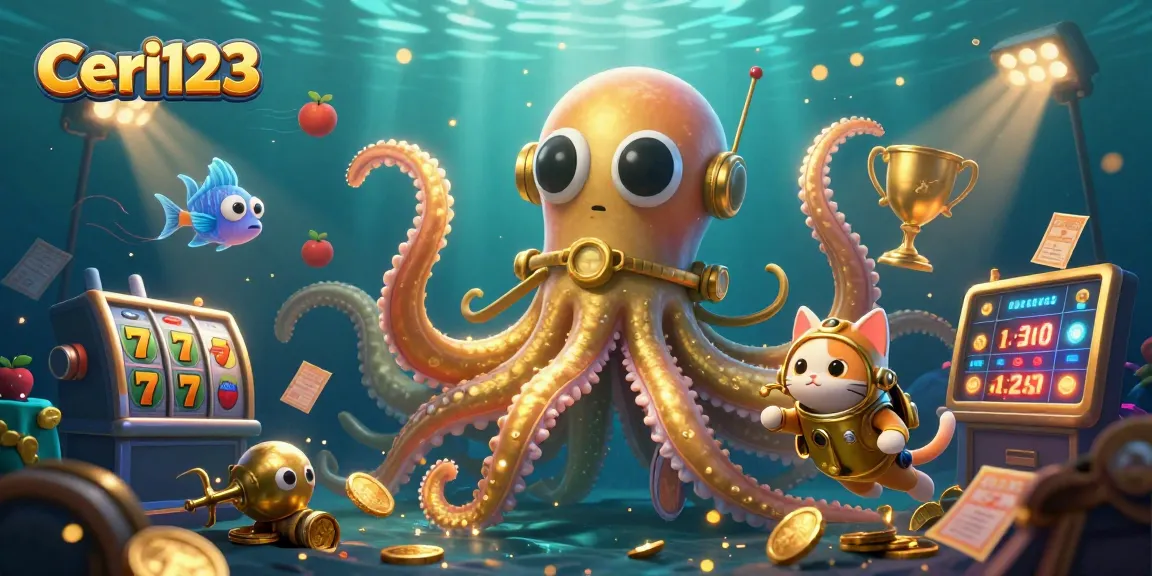 Ceri123 delivers immersive jackpot excitement with a kraken, diving cat, and dynamic slot visuals.