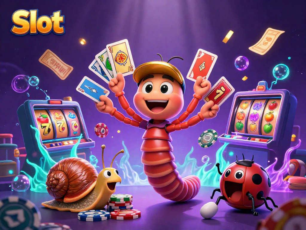 Experience vibrant slot gameplay with our lively 3D illustration showcasing a colorful casino scene filled with excitement.