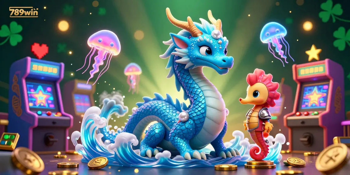 Engage with the thrilling world of 789win through an exciting casino-themed illustration featuring a dragon and seahorse.