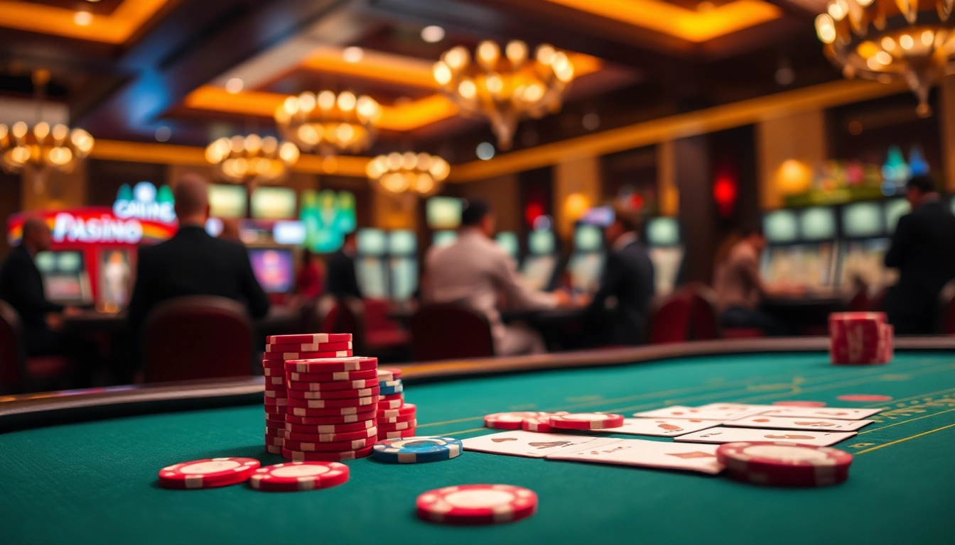 tkp188 bermain di meja poker yang elegan dengan suasana kasino yang meriah.