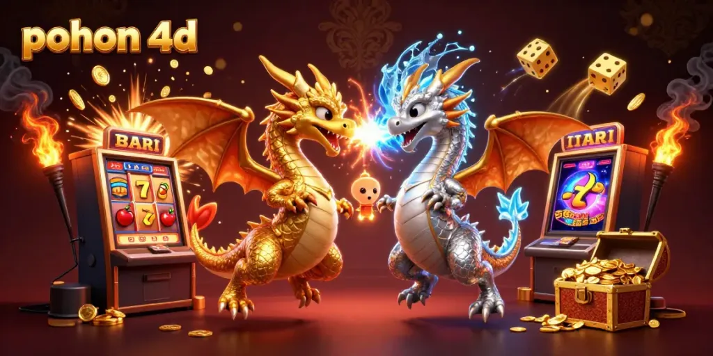 Engage with the exciting world of pohon 4d featuring vibrant dragons, slot machines, and jackpot elements!