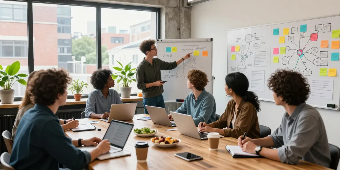 Team collaborating on impactful social innovation projects in a vibrant workspace utilizing a link slot.