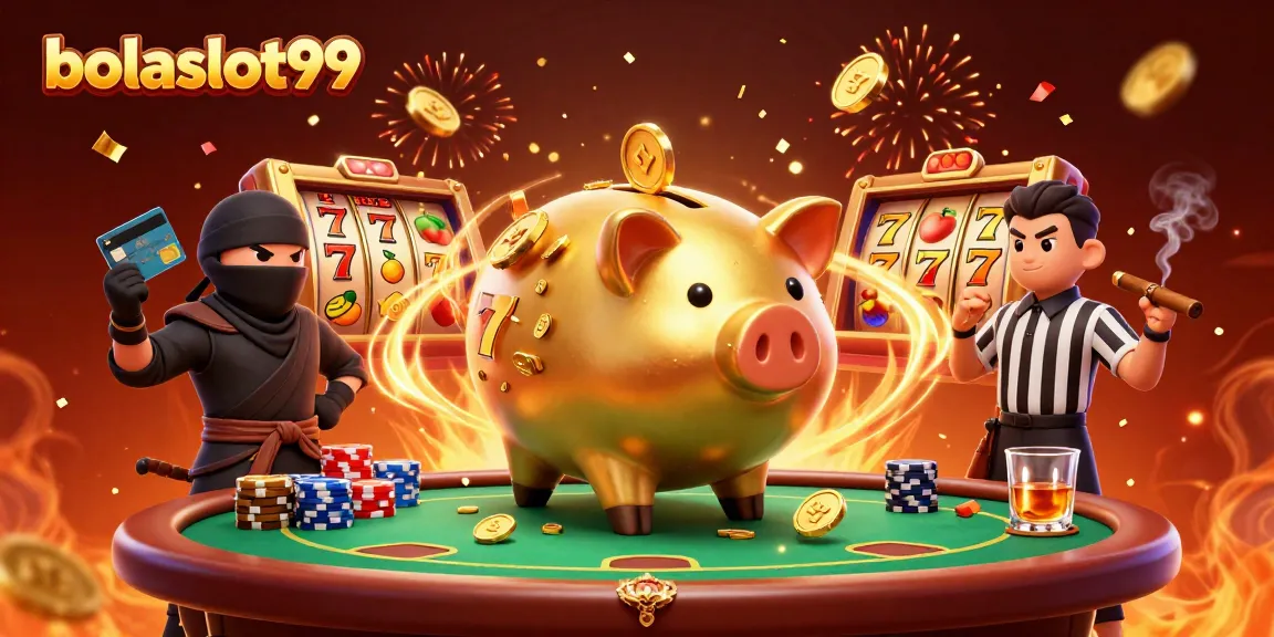 Experience massive wins with bolaslot99 as the golden piggy bank sums up the jackpot and game rewards.