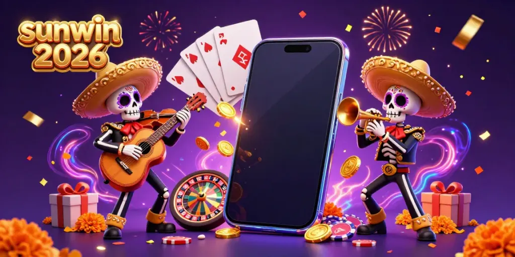 Engage with sunwin 2026 as a colorful mariachi band celebrates with slot games and excitement.