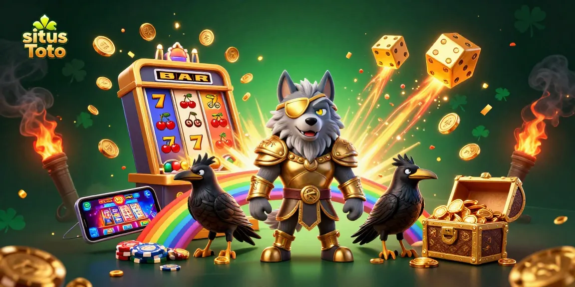 Experience situs Toto excitement with Odin, ravens, and jackpot bursts in a vibrant 3D casino scene.