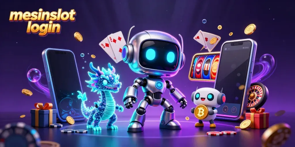 Spin the reels with mesinslot login for a chance to win exciting jackpots in this vibrant 3D casino scene.