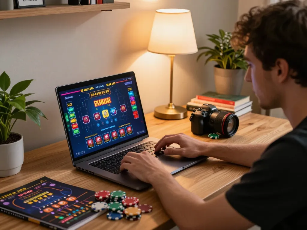 Players engaging with online casino games at home using 79king-vn, highlighting gaming strategy.