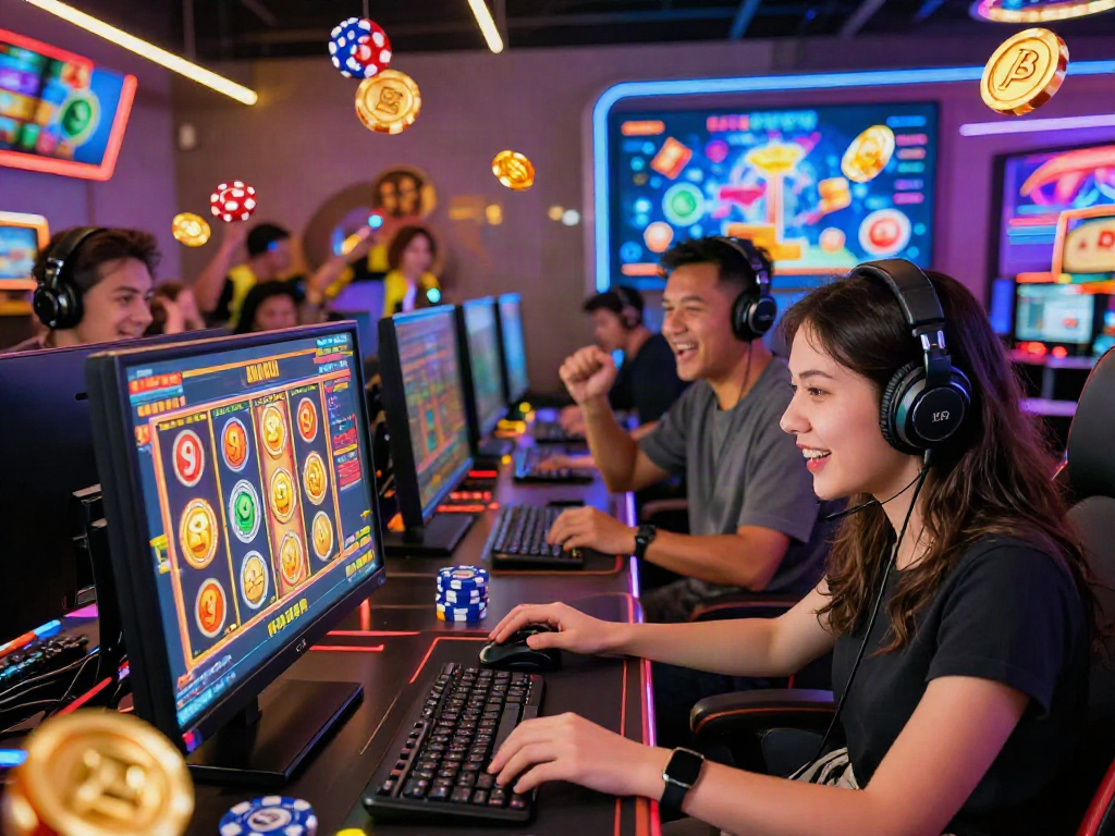Slot Gacor - Pemain bersemangat merayakan kemenangan dalam permainan slot online di kasino virtual.