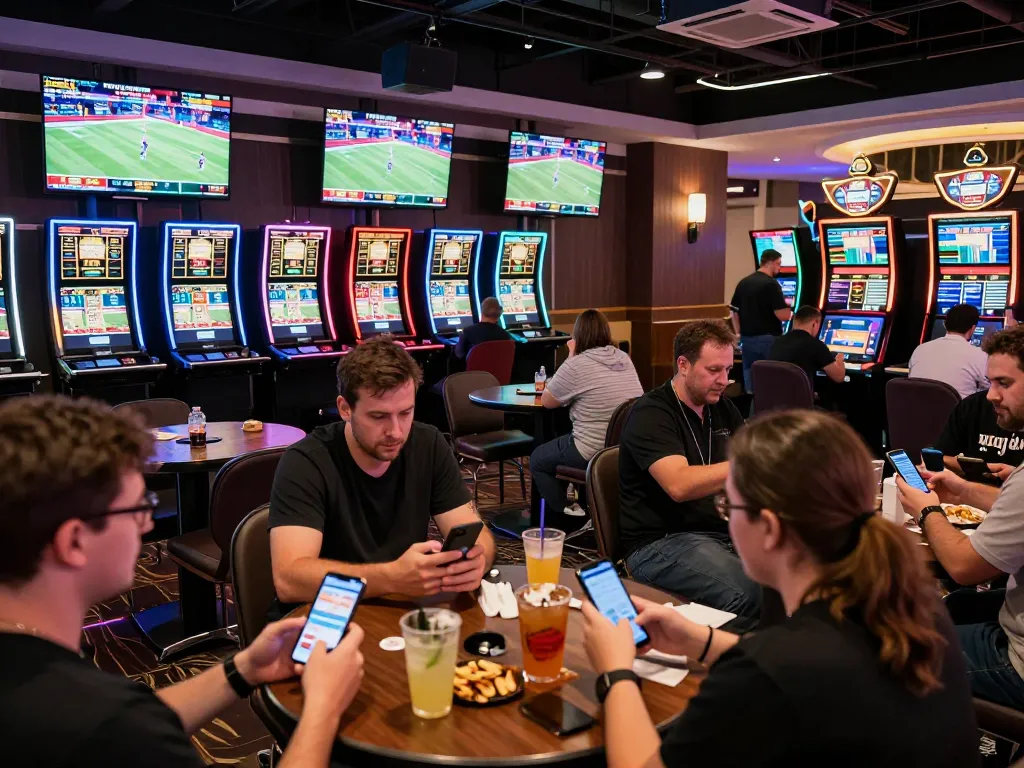 tr88 players placing live bets on mobile devices in an exciting sports betting atmosphere